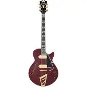 D'angelico Deluxe SS Baritone Satin Trans Wine semi-akoestische bariton gitaar