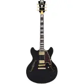 D'angelico Excel DC Stopbar Solid Black semi-akoestische gitaar met koffer