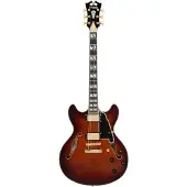 D'angelico Excel DC Amaretto Burst semi-akoestische gitaar met gigbag