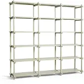 HAY Kast Woody Shelving Smokey Grey Beech Frame 2.0 Smokey Grey Steel Shelves High