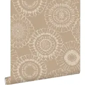 ESTAhome behang bloemen donker beige - 50 x 900 cm - 139823