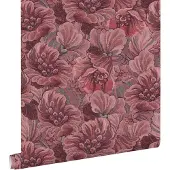 ESTAhome behang geborduurd bloemmotief mauve paars - 50 x 900 cm - 131871