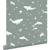 ESTAhome behang onderwaterwereld blauwgroen - 50 x 900 cm - 131474