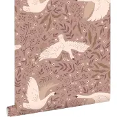 ESTAhome behang zwanen mauve paars - 0.53 x 10.05 m - 131858
