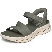 SKECHERS Dames Slip-ins Go Walk Glide Step 2.0 Ella olijfgroene sandalen (40), Plat, 1 tot 3 cm, Klittenband, Casual 141269