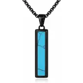 Mendes Zwarte Heren Ketting met Turquoise Inlay Hanger