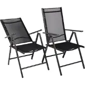 VCM Set van 2 aluminium tuinstoel aluminium balkonstoel met hoge rug camping klapstoel
