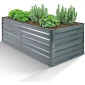 Arebos Metalen verhoogd bed 240x90x79 cm Plantbed roestvrij staal groentebed