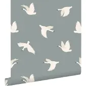 ESTAhome behang zwanen blauw - 50 x 900 cm - 131781