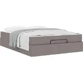 vidaXL Bedframe met matras 2 st Taupe Stof