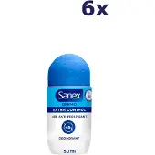 Sanex Deodorant Roller Dermo Extra Control - 6 x 50 ml - Voordeelverpakking