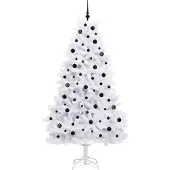 vidaXL Kunstmatige Hinged Kerstboom Wit 210 cm PVC en Staal