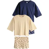 Next Korte pyjama beige / navy / aubergine / oudroze