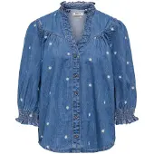 ONLY Blouse 'ONLRAYA DAISY' blauw denim / geel / wit