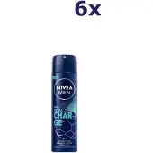 Nivea MEN Ultra Charge Anti-Transpirant -Deodorant Spray - 72u Bescherming- Voordeelverpakking -6 x 150 ml