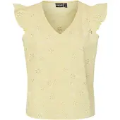 Pieces Blouse 'PCBanna' pasteelgeel / wit