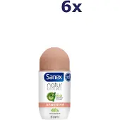Sanex 6x Deo Roll-on - 50ml - natur protect sensitive