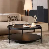 Livin24 Salontafel Rio Ø90 cm zwart eiken