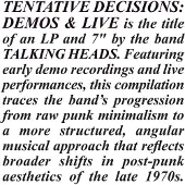 Warner Music Talking Heads - Tentative Decisions Vinyl