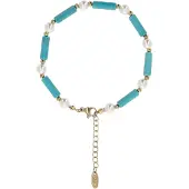 IZIA Armband turquoise / goud / parelwit