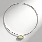 Cavill - Zilveren Halsketting - 925 Sterling Zilver - Parelmoer Fancy Slijpsel 18x11 mm - Choker 46 cm - Elegant Minimalistisch Design