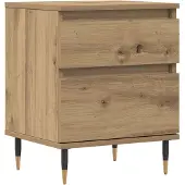 vidaXL Nachtkastje 40x35x50 cm bewerkt hout artisanaal eikenkleur