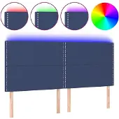 vidaXL Hoofdbord LED 180x5x118/128 cm stof blauw