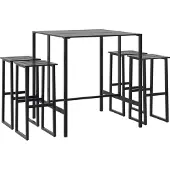 vidaXL 5-delige tuinset, zwart, gepoedercoat staal