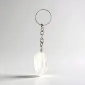 Cavill - Messing Accessoire Verzilverd - 45 ct Witte Kwarts Braziliaanse Edelsteen - Elegant Design - 90x15 mm Sleutelhanger