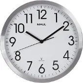 MAUL Move aluminium wandklok zilvergrijs met witte wijzerplaat (Ø 30,5 cm)