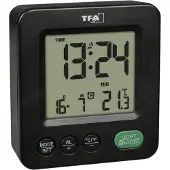 TFA-Dostmann 60.2567.01 Wekker Zendergestuurd Zwart Alarmtijden 1
