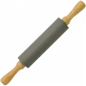 King Hoff - Silikon Deegroller - 39cm - Houten Handvaten - Grijs