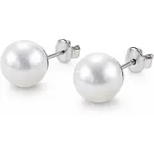 Behave Parel Oorstekers Dames 8 mm – Glasparels – Klassieke Oorbellen – Wit – Nikkelvrij – Cadeau voor haar