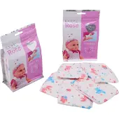 PADU Luierdoekjes Baby Rose, 13 x 20 cm, katoen, roze/blauw, 5-delig