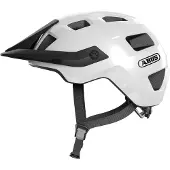 ABUS MTB-helm MoTrip - robuuste fietshelm met verstelbaar vizier, geschikt voor mountainbikers - individuele pasvorm - uniseks - wit, glanzend, maat L (57-61 cm)