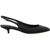Dolce&Gabbana Zwarte Leren Slingback Hakken Pumps Schoenen