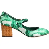 Dolce&Gabbana Groene Zijde MARY JANES Blad Sandalen Schoenen