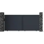 Vente-unique Schuifpoort in antraciet opengewerkt aluminium NAZARIO - L350xH158 cm