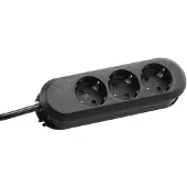 Bachmann SMART stekkerdoos 3x geaard contact, geschroefd, zwart, 5 m