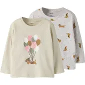 Name it Shirt 'NMFVelda' ecru / bruin / lichtgrijs / lichtroze