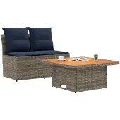 vidaXL 2 Stuk Tuin middelste sofa met opklaptafel poly rattan