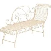 CLP Tuinbank Karma - Chaise Longue Loungebank - Romantische Art Nouveau Bank met Ornamenten - 160 kg - antiek/creme