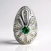 Cavill - Zilveren bloemhanger 925 sterling - 0,34 ct Zambia smaragd & 0,19 ct Oostenrijkse marcasieten - Elegant vintage design