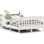 vidaXL Bed met boekenkast zonder matras grenenhout wit 140x190 cm