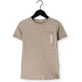 Koko Noko gestreepte T-shirt beige Jongens Katoen Ronde hals Streep - maat 86
