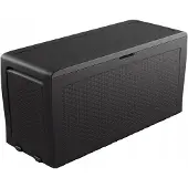 Keter Tuinbox 270 liter, opbergbox met rattanlook, grafietkleurig, weerbestendig, afsluitbaar
