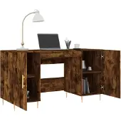 vidaXL Bureau 140x50x75 cm bewerkt hout gerookt eikenkleurig