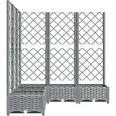 vidaXL Plantenbak met trellis blauwgrijs 40x40x136 cm PP