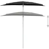 vidaXL Parasol half met paal 180x90 cm zwart