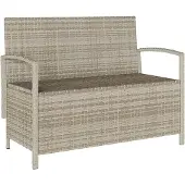 vidaXL Tuinbank met kussen poly rattan lichtgrijs